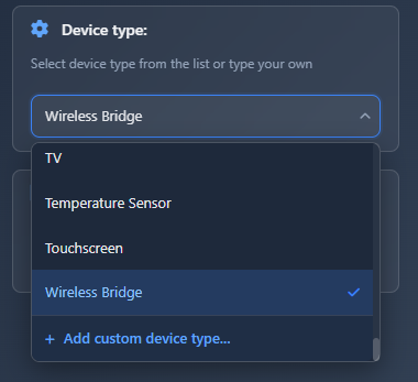 Device Type Selection