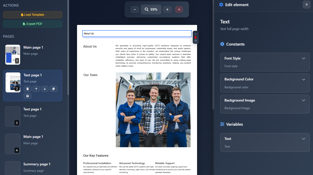 Document Creator Interface